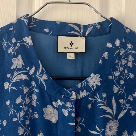 Tuckernuck Limoges Blue Floral Royal Shirt Dress Women’s Size XXL NWT - Picture 6 of 13